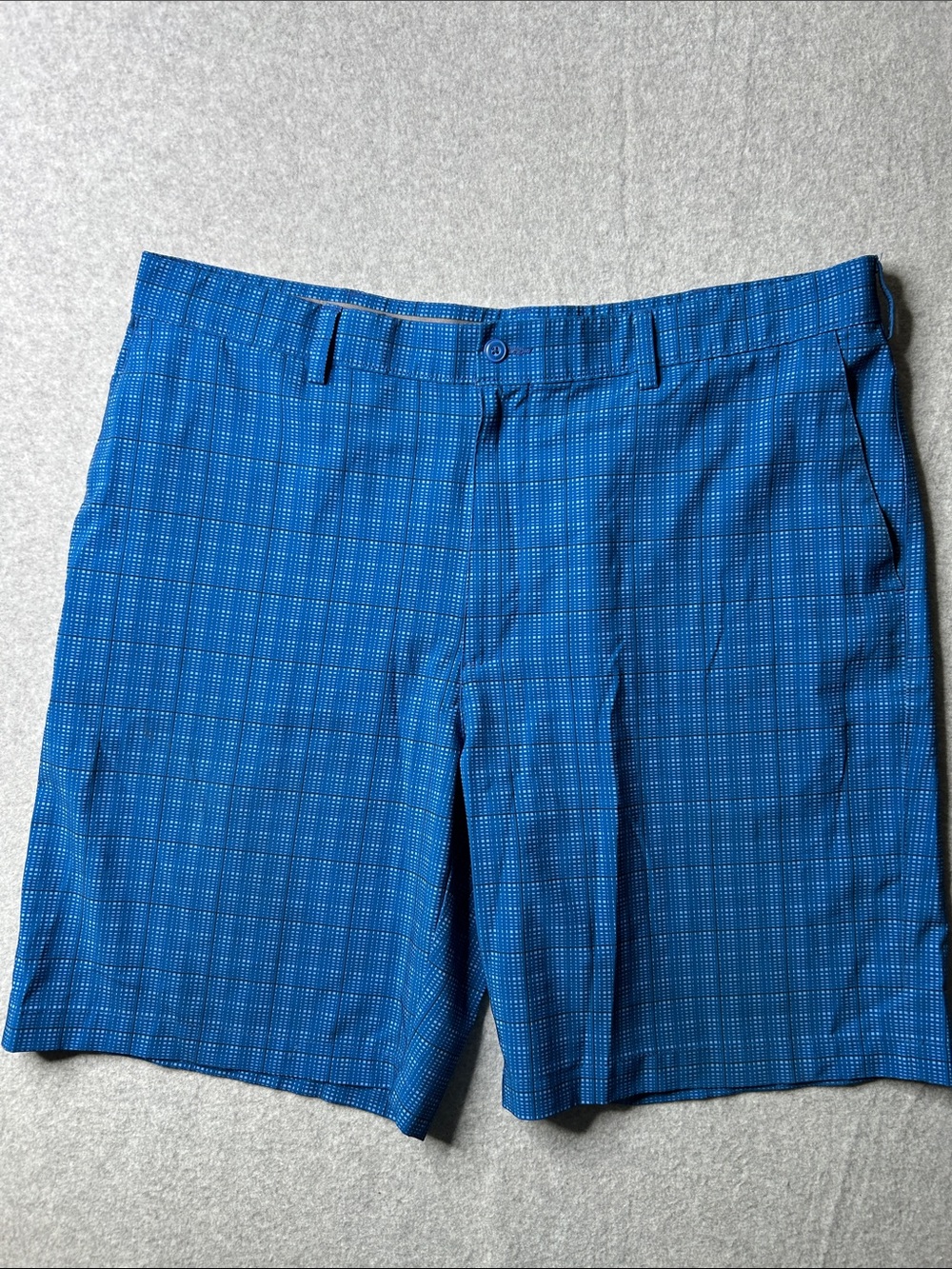 Grand Slam Blue Plaid Flat Front Shorts